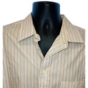 Burberry’s of London Men Button Down Shirt Dress Striped French Cuffs 17-34 VTG